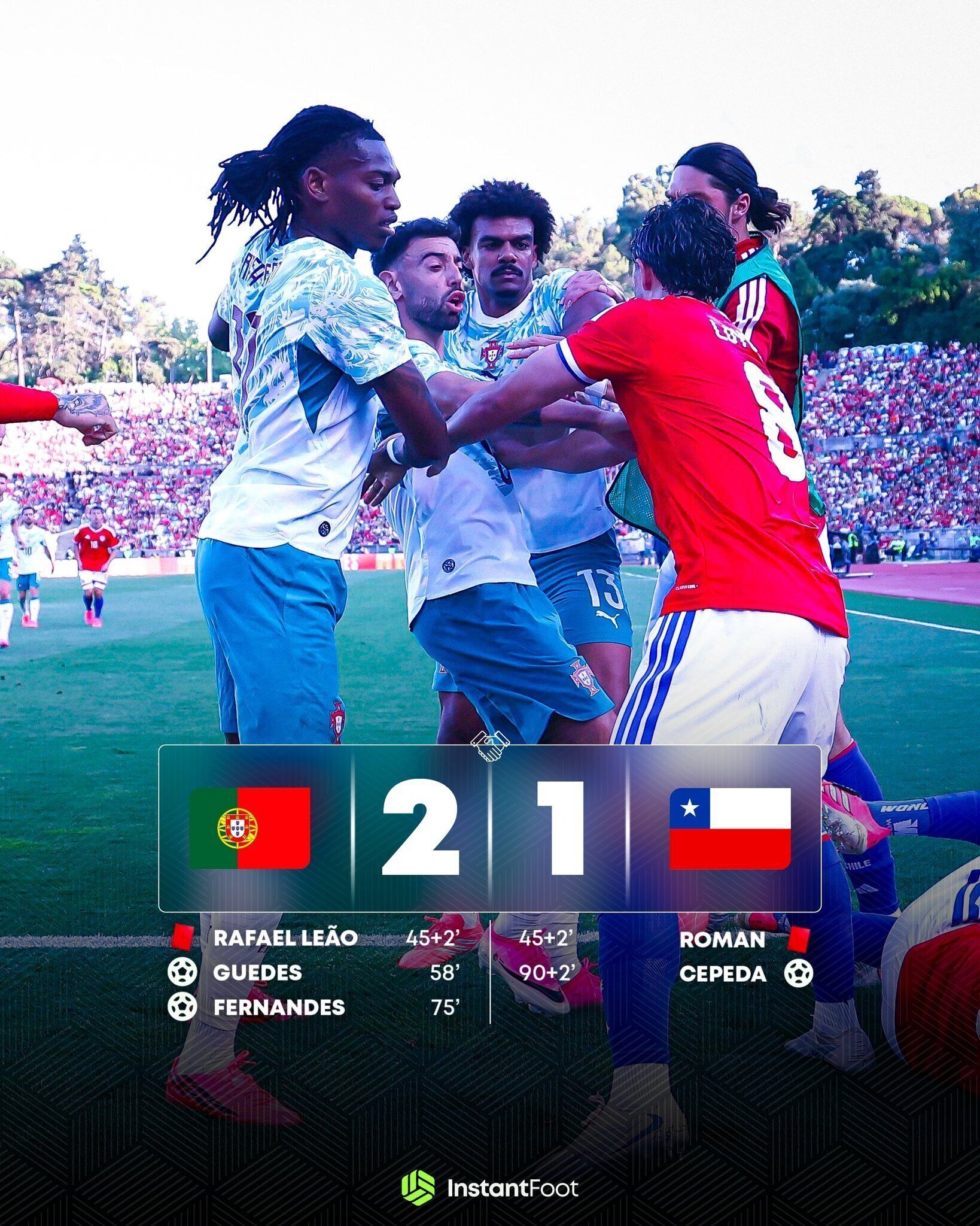Le Portugal bat le Chili dans un match marqué par une bagarre générale