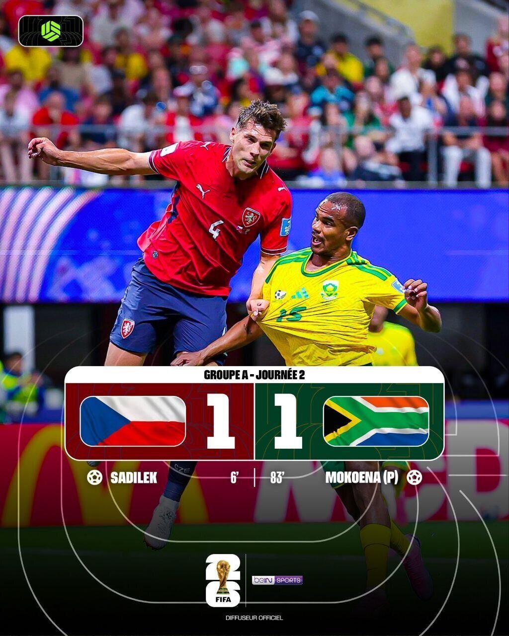 Match nul Tchéquie - Afrique du Sud (1-1) au Mondial