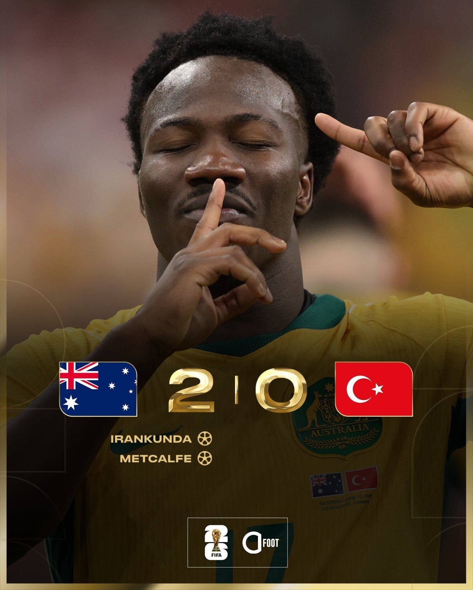 L'Australie bat la Turquie 2-0 pour son entrée dans le Mondial