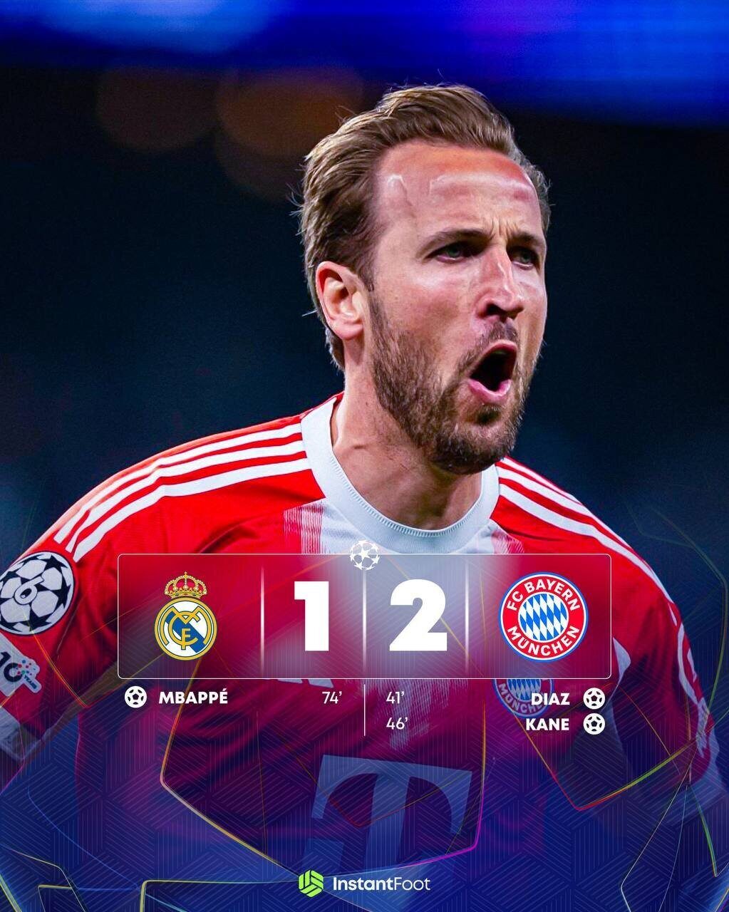 Le Bayern Munich s'impose à Madrid grâce à Diaz et Kane