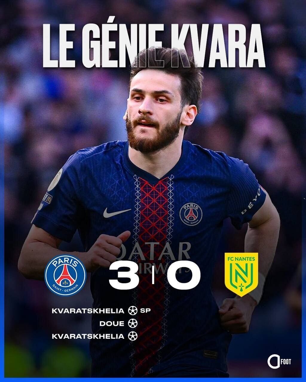 Le PSG s'impose face au FC Nantes et prend 4 points d'avance sur Lens