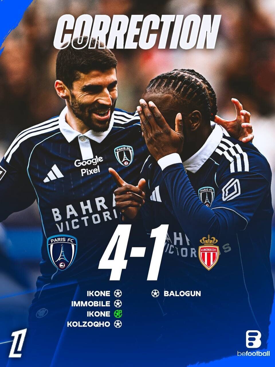Le Paris FC corrige Monaco 4-1