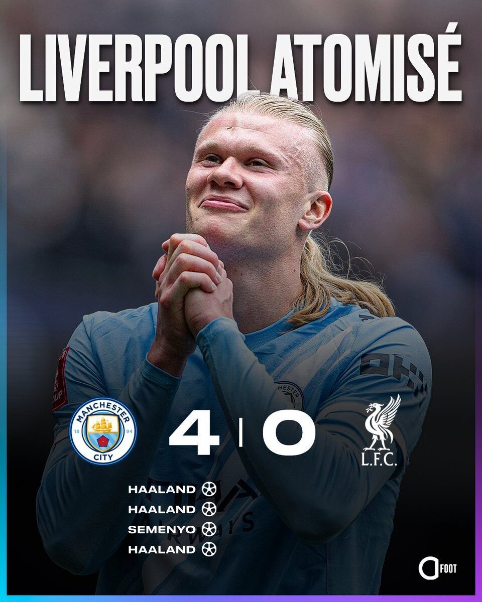 Manchester City Γ©crase Liverpool 4-0 en quart de finale de FA Cup