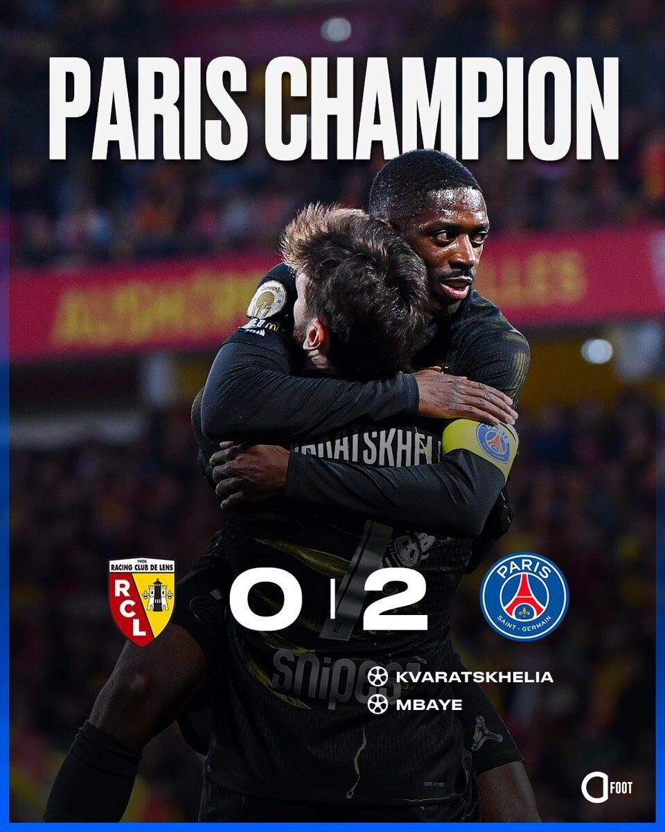Le PSG s'impose à Lens et est sacré champion de France