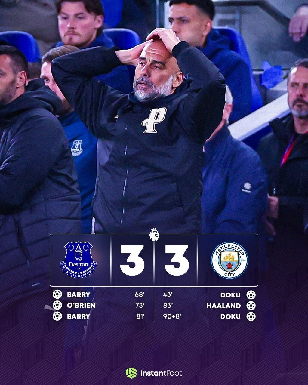Match fou entre Everton et Manchester City en Premier League