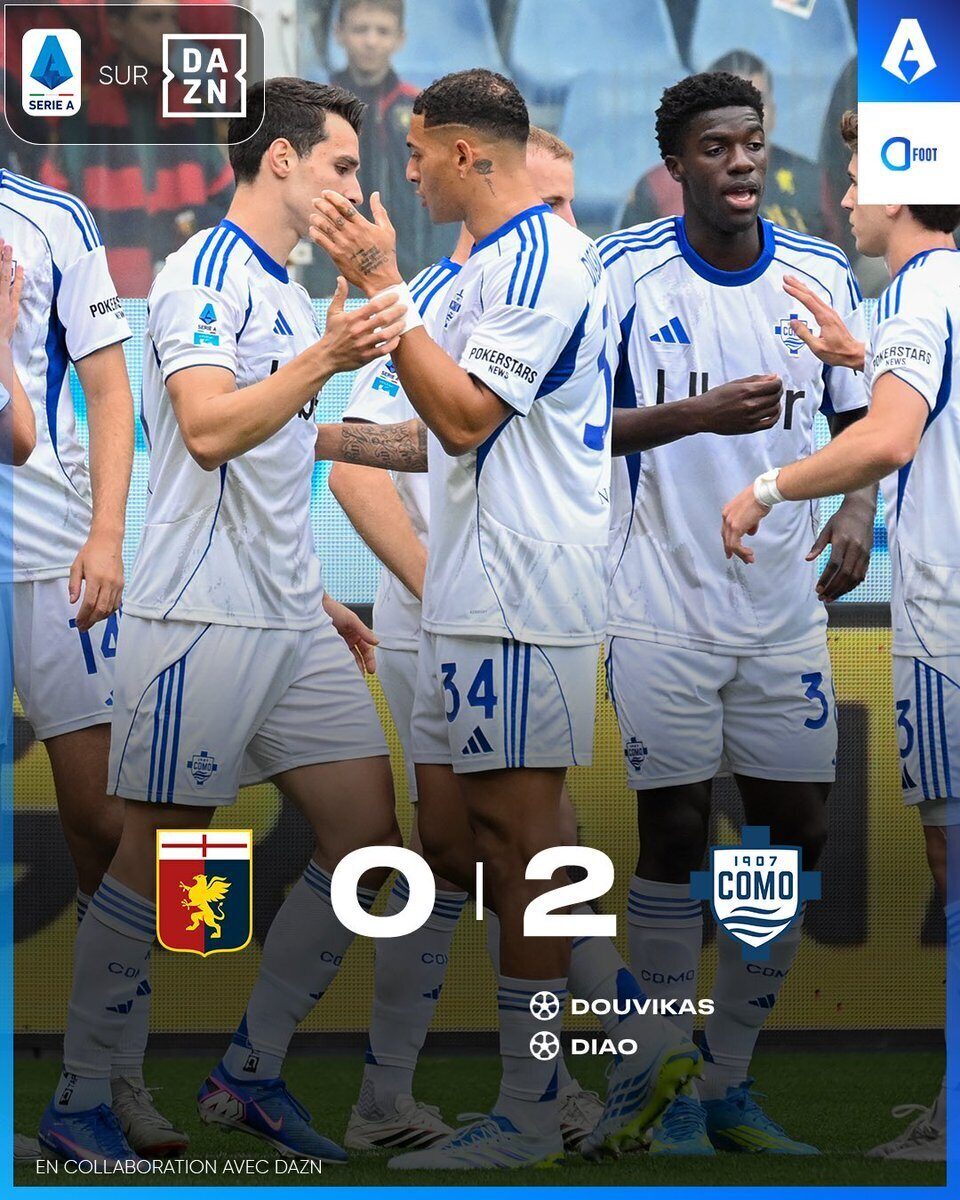 Côme s'impose 2-0 sur la pelouse du Genoa en Serie A