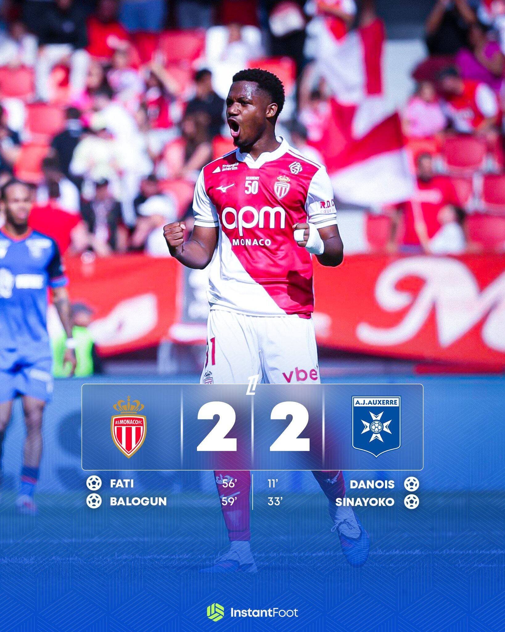AS Monaco arrache le nul face à Auxerre