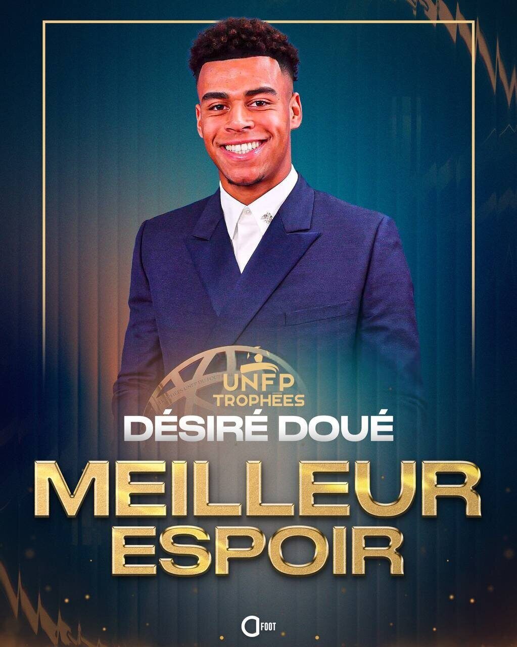 Désiré Doué élu meilleur espoir de la saison en Ligue 1