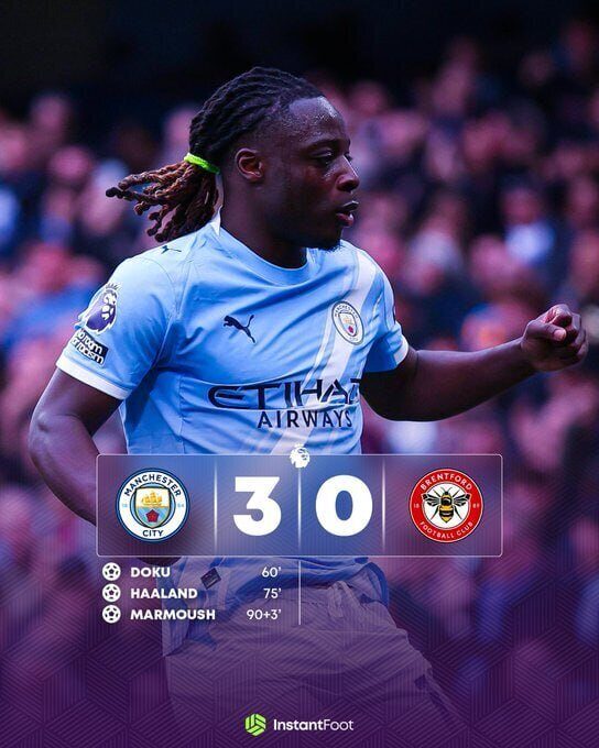 Manchester City s'impose 3-0 face à Brentford