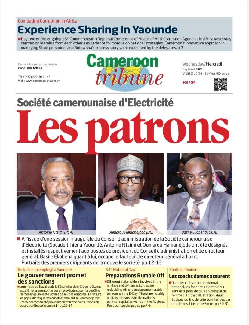 La Une de Cameroon Tribune du 6 mai 2026