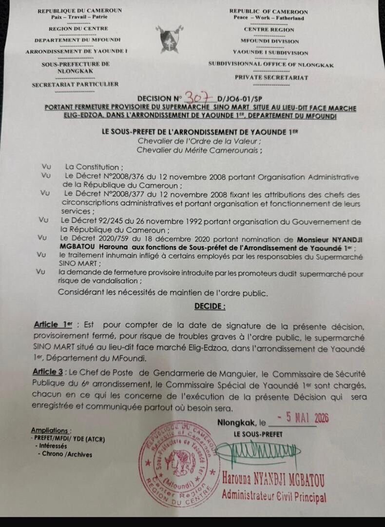 Yaoundé : Sino Mart fermé après des actes de torture sur un employé