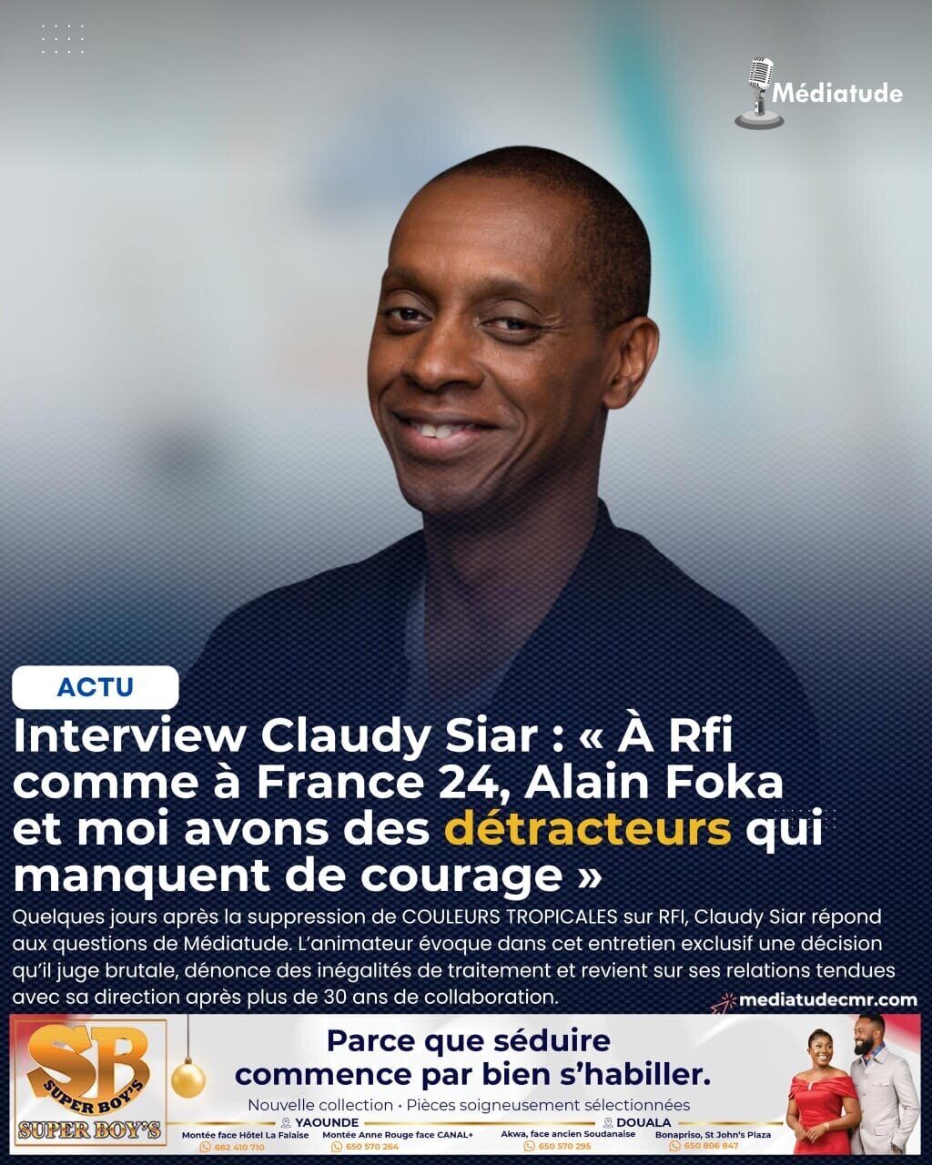 Claudy Siar reagit a la suppression de Couleurs Tropicales sur RFI