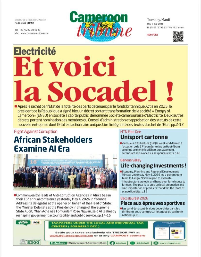 Revue de presse Cameroon Tribune du 5 mai 2026
