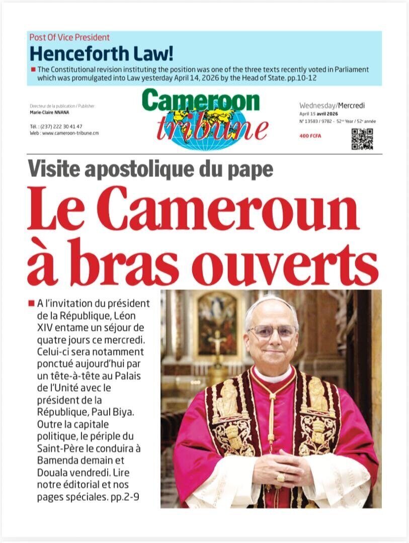 Une du Cameroon Tribune du 15 avril 2026