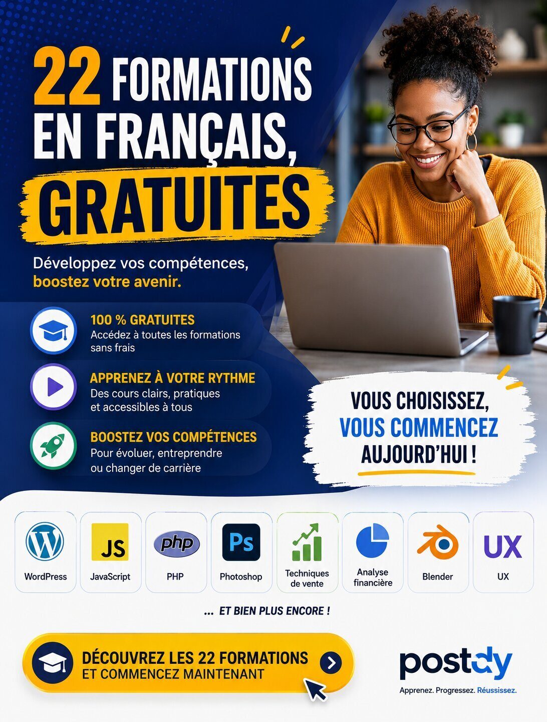 22 formations gratuites en français sur diverses compétences